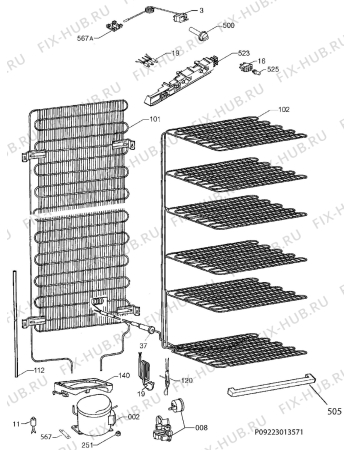 Взрыв-схема холодильника Aeg Electrolux A52200GSW0 - Схема узла Cooling system 017